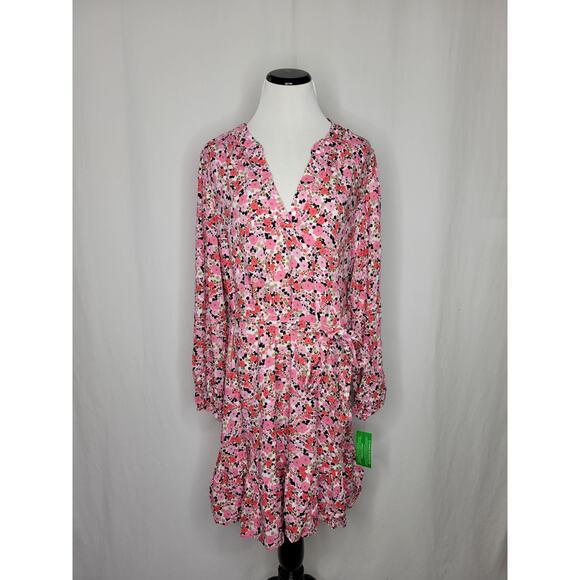 Tommy Hilfiger Floral-Print Sandbar Tie-Front Fit & Flare Tiered Dress NWT Large - Picture 3 of 10